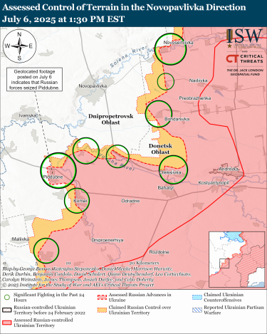 Фото 6 — Карта бойових дій в Україні на 7 липня 2025 року