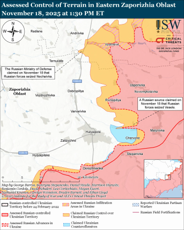 Фото 13 — Карта бойових дій в Україні на 19 листопада 2025 року