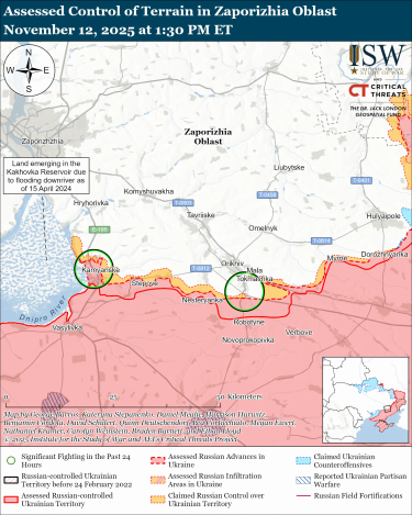 Фото 10 — Карта бойових дій в Україні на 13 листопада 2025 року
