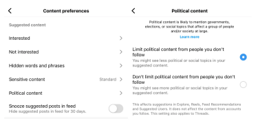 Фото 2 — Meta додала налаштування, яке обмежує видимість політичного контенту в Instagram і Threads