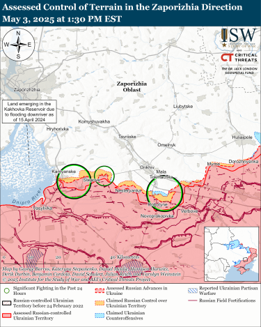 Фото 7 — Карта бойових дій в Україні на 5 травня 2025 року