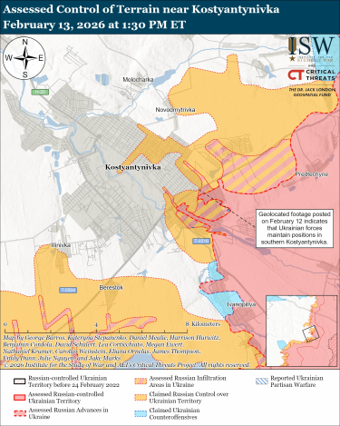 Фото 4 — Карта бойових дій в Україні на 14 лютого 2026 року