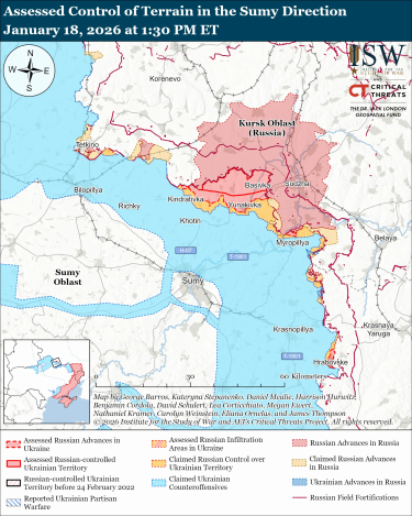 Фото 8 — Карта бойових дій в Україні на 19 січня 2026 року