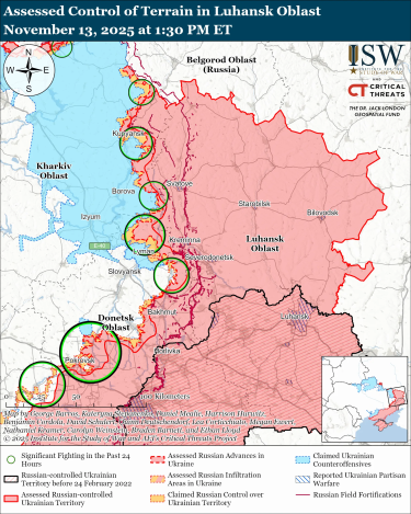 Фото 2 — Карта бойових дій в Україні на 14 листопада 2025 року