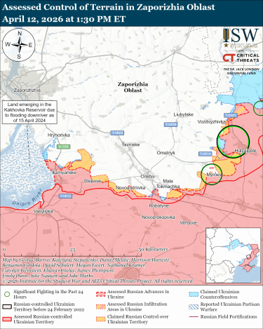 Фото 8 — Карта боевых действий в Украине на 13 апреля 2026 года