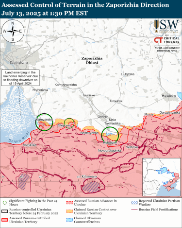Фото 6 — Карта бойових дій в Україні на 14 липня 2025 року