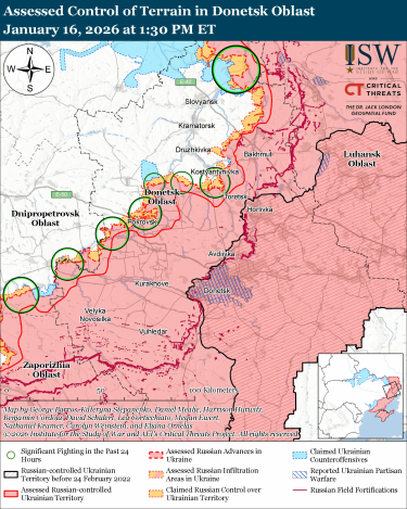 Фото 2 — Карта боевых действий в Украине на 17 января 2026 года