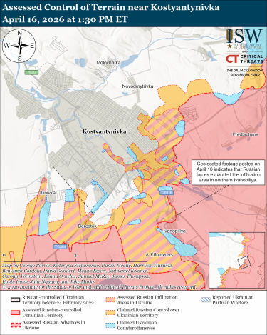 Фото 14 — Карта бойових дій в Україні на 17 квітня 2026 року