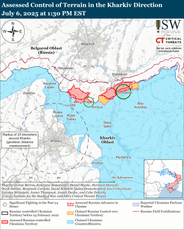 Фото 8 — Карта бойових дій в Україні на 7 липня 2025 року