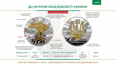 Фото 4 — НБУ ко Дню независимости вводит монету с QR-кодом из серебра и 250-гривневую из золота