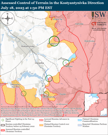 Фото 9 — Карта бойових дій в Україні на 19 липня 2025 року
