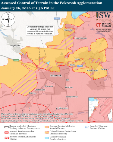 Фото 14 — Карта бойових дій в Україні на 27 січня 2026 року