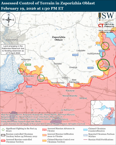 Фото 12 — Карта боевых действий в Украине на 20 февраля 2026 года