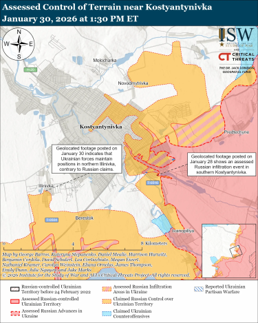 Фото 10 — Карта боевых действий в Украине на 31 января 2026 года