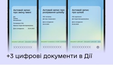 В "Дії" появились 3 новых документа: свидетельства о браке, расторжении брака и смене имени