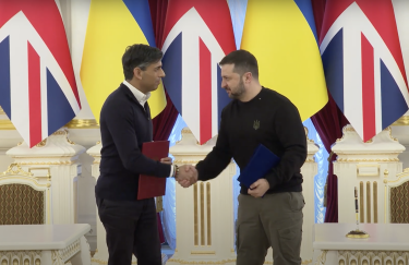 Премʼєр-міністр Великої Британії Ріші Сунак і президент України Володимир Зеленський, 12 січня 2024. Фото: скриншот із відео / Офіс президента Ріші Сунак, Володимир Зеленський