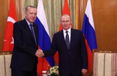 Владимир Путин во время встречи с президентом Турции Реджепом Тайипом Эрдоганом. Фото: РосСМИ Путин, Эрдоган, зерновое соглашение