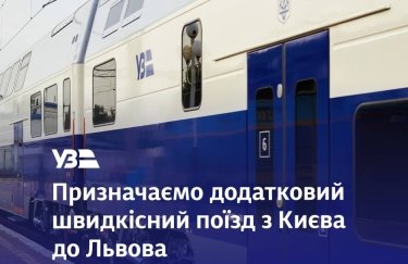 "Укрзализныця" назначила дополнительный скоростной поезд Киев – Львов на период зимних праздников