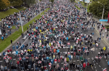 Протестный марш в Минске 27 сентября. Фото: скриншот видео Onliner Belarus