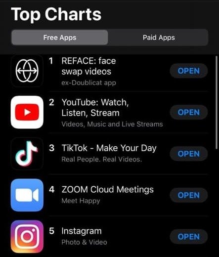 Фото 2 — Круче TikTok: украинское приложение Reface заняло первое место в американском AppStore