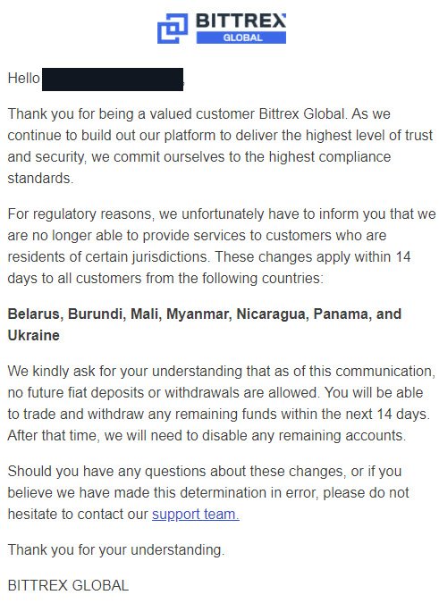 Фото 2 — Старейшая криптобиржа Bittrex прекращает работу с пользователями из Украины