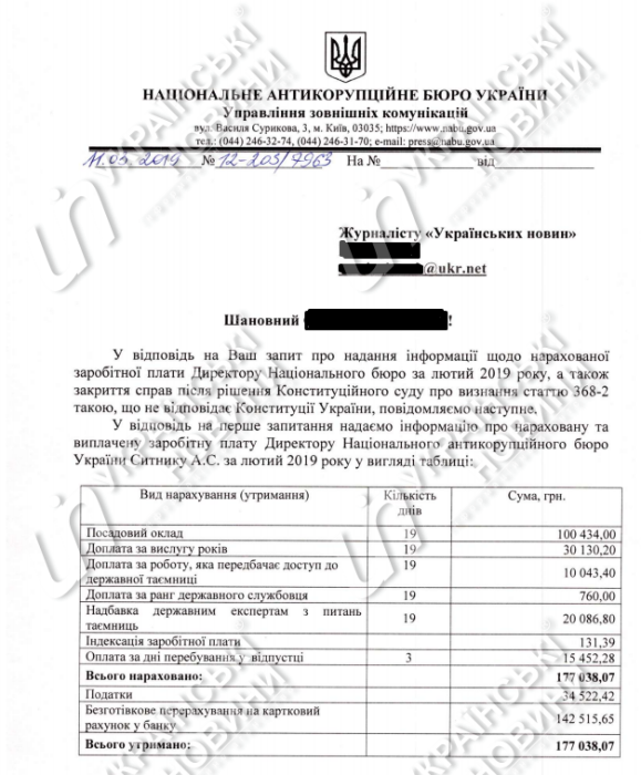 Фото 2 — В НАБУ обнародовали размер зарплаты Сытника