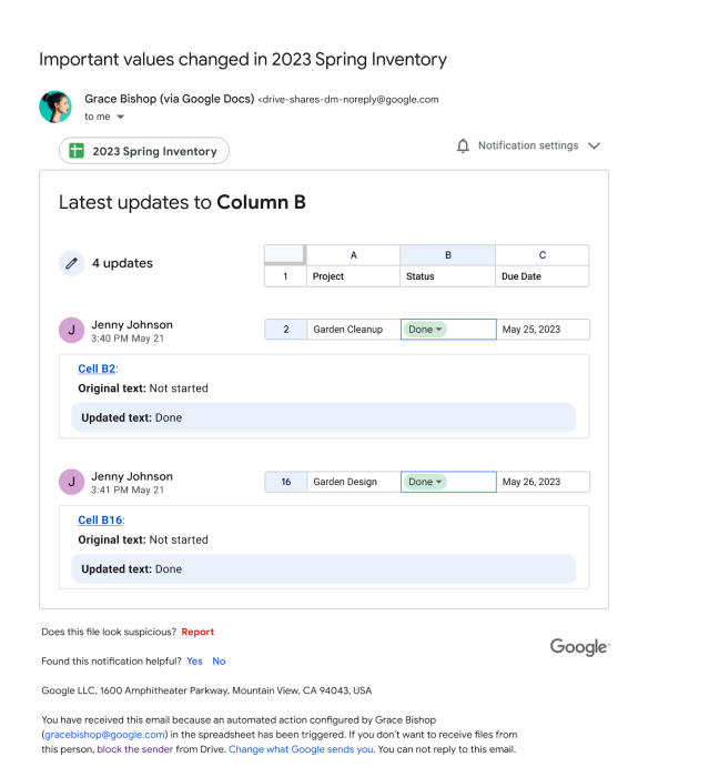 Фото 2 — Google запускає умовні сповіщення в Таблицях для кращого відстеження змін