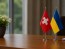 праворы Швейцарии и Украины, вазон, стол, окно