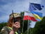 граница, флаги ЕС, Украины и Польши