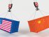 контейнеры, флаг США, флаг КНР