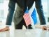 мужчина, флаг США, флаг ЕС